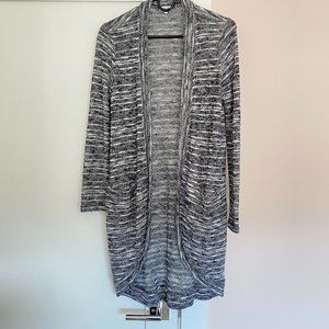 Splendid Long Open Cardigan Black White XS Relaxed Fit